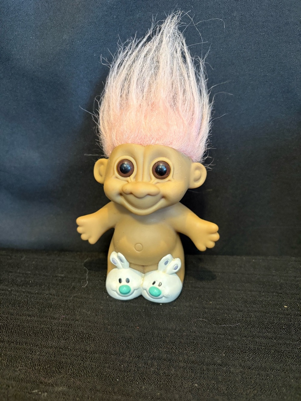 VINTAGE Russ Easter Bunny Troll Doll Bunny ,Slippers, &  Pink Hair